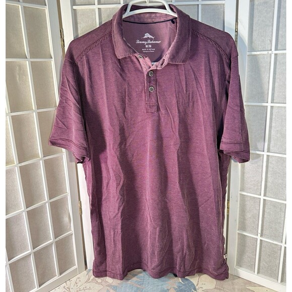 Tommy Bahama Striped Short Sleeve Relaxed Fit Polo Shirt Men's Size M - Picture 1 of 6